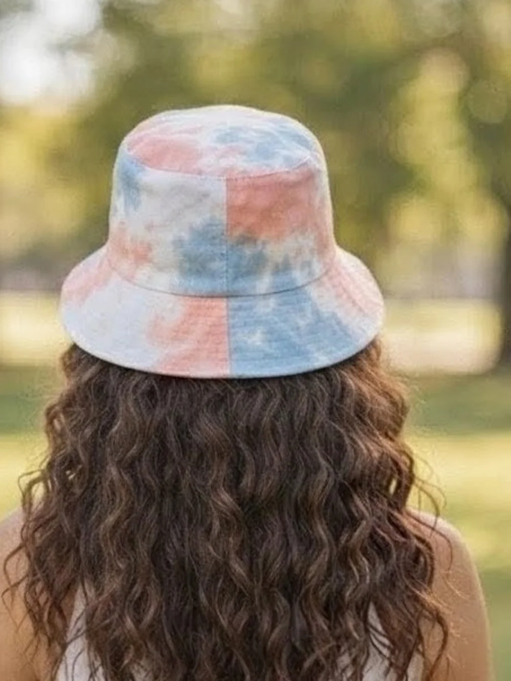Pastel Tie Dye Bucket Hat Blue & Orange Sun Hat Summer Accessories Kids/Pre-Teen